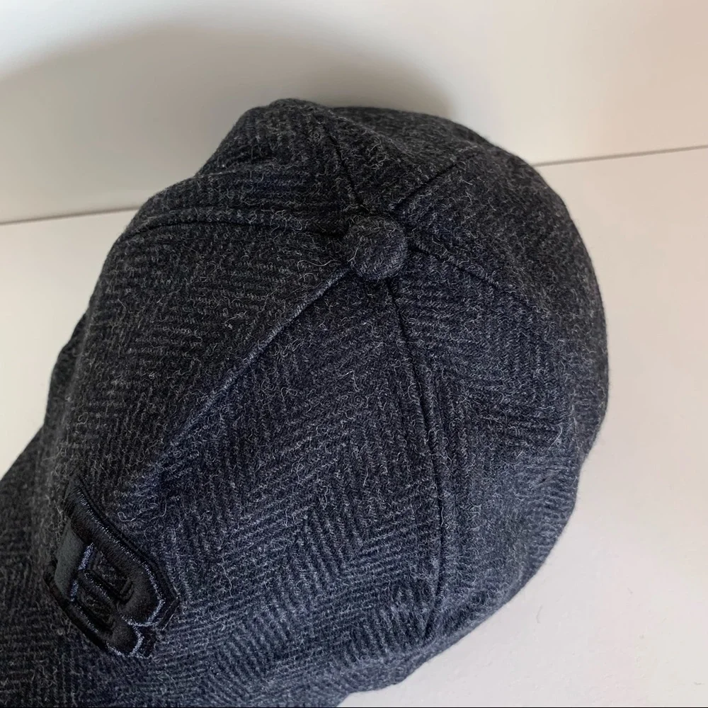 B wool leather Herringbone cap hat